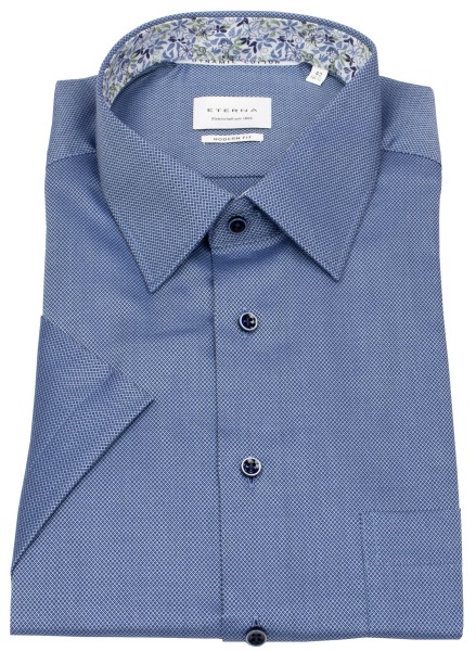Eterna Kurzarmhemd - Modern Fit - Struktur - blau - 2132 C141 17 