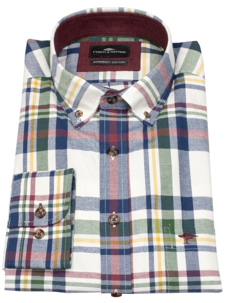 Fynch-Hatton Hemd - Casual Fit - Button Down - leichter Flanell - kariert - mehrfarbig - 1509 8900 368 