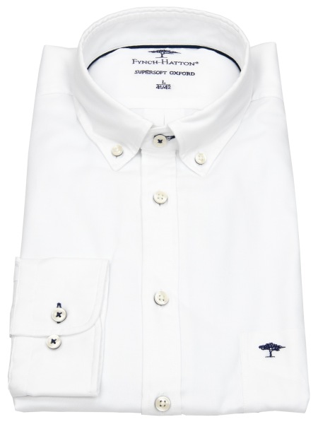 Fynch-Hatton Hemd - Casual Fit - Button Down - Oxford - weiß - ohne OVP