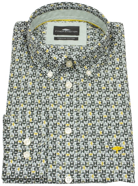 Fynch-Hatton Hemd - Casual Fit - Button Down - Print - mehrfarbig