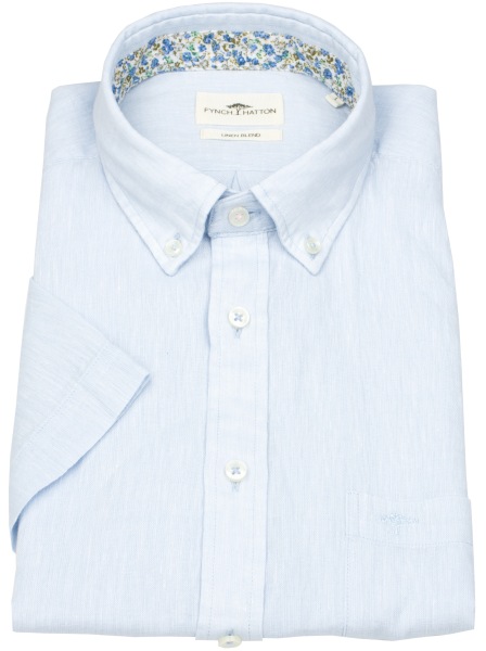 Fynch-Hatton Kurzarmhemd - Casual Fit - Leinen - Button Down Kragen - hellblau - ohne OVP