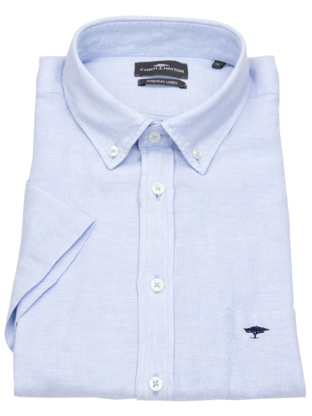 Fynch-Hatton Kurzarmhemd - Casual Fit - Leinen - Button Down Kragen - hellblau - ohne OVP