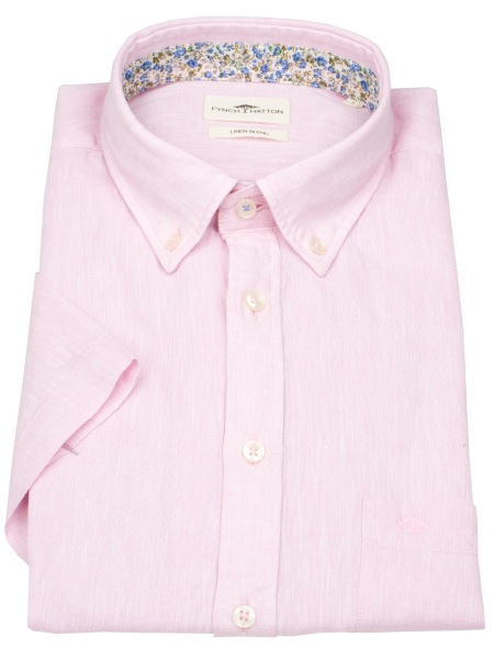 Fynch-Hatton Kurzarmhemd - Casual Fit - Leinen - Button Down Kragen - rosé - ohne OVP