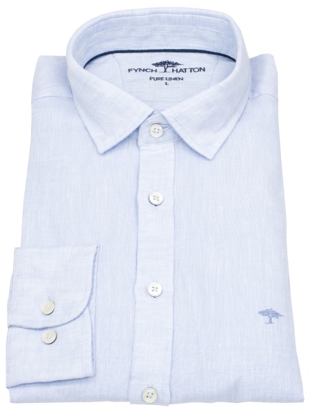 Fynch-Hatton Leinenhemd - Casual Fit - Kentkragen - hellblau