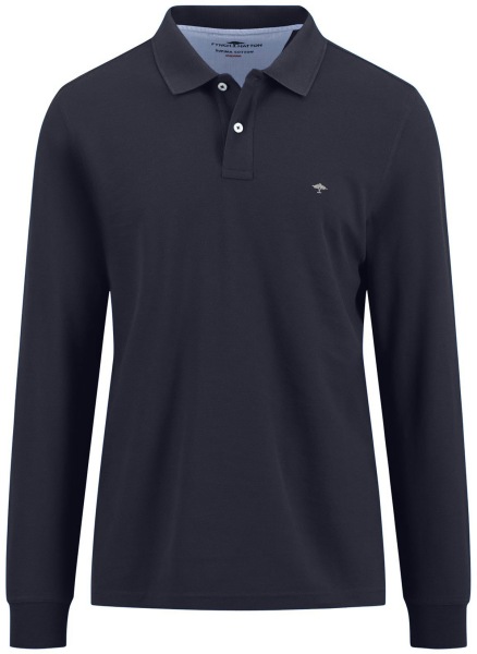 Fynch-Hatton Polo Shirt - Casual Fit - Long Sleeve - Piqué - Dark Blue