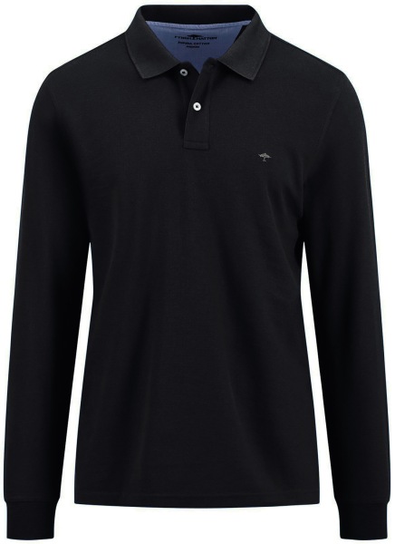 Fynch-Hatton Polo Shirt - Casual Fit - Long Sleeve - Piqué - Black