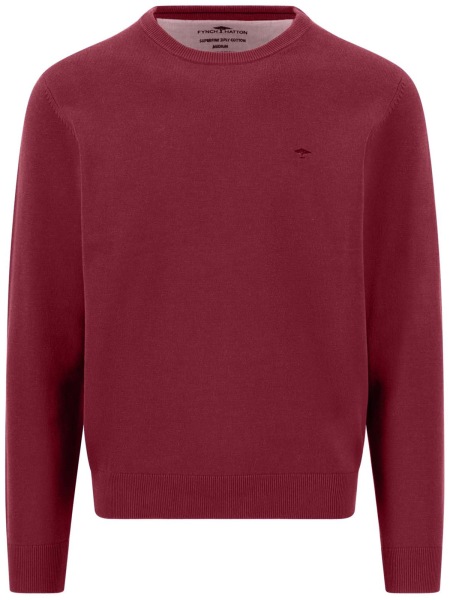 Fynch-Hatton Pullover - Casual Fit - Rundhals-Ausschnitt - rot