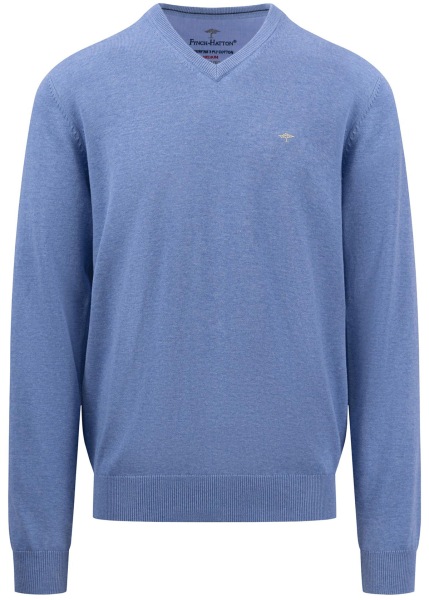 Fynch-Hatton Pullover - Casual Fit - V-Ausschnitt - blau - SFPK211 604 