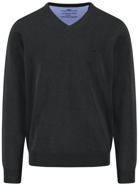 Fynch-Hatton Pullover - Casual Fit - V-Ausschnitt - schwarz - 1514 211 999 