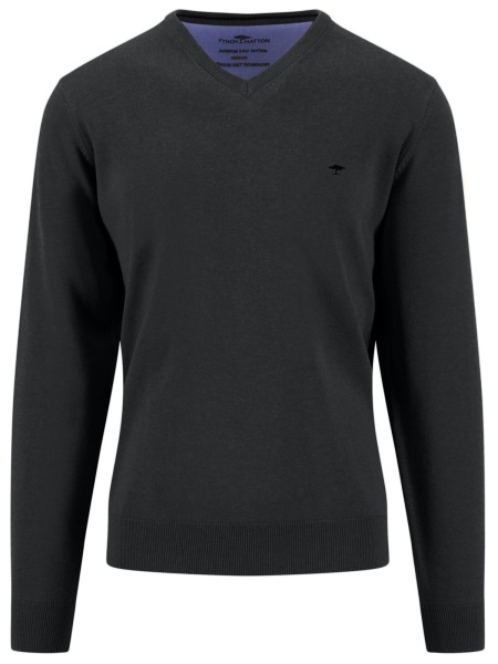Fynch-Hatton Sweater - Casual Fit - V-neck - black