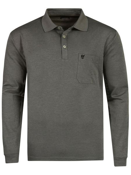Hajo Poloshirt - Regular Fit - Langarm - Softknit - anthrazit