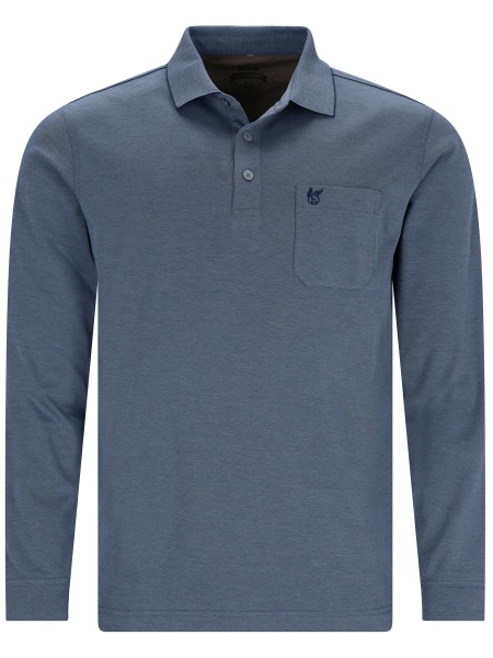 Hajo Poloshirt - Regular Fit - Langarm - Softknit - blau