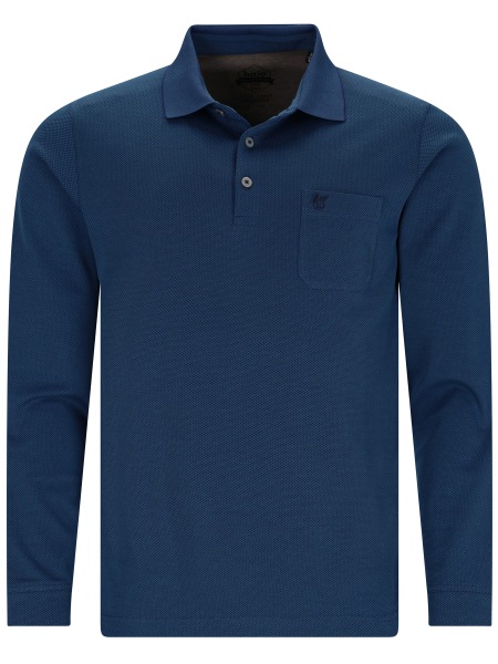Hajo Poloshirt - Regular Fit - Langarm - Softknit - blau - ohne OVP