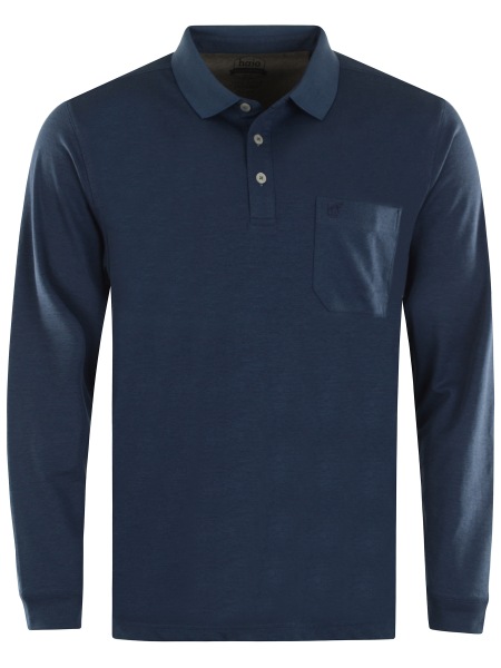 Hajo Poloshirt - Regular Fit - Langarm - Softknit - dunkelblau
