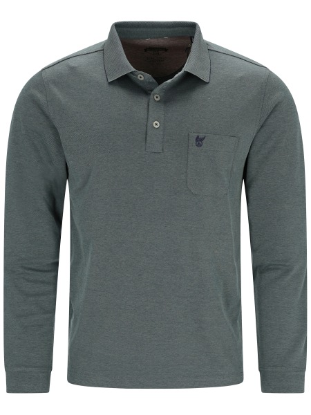 Hajo Poloshirt - Regular Fit - Langarm - Softknit - grün