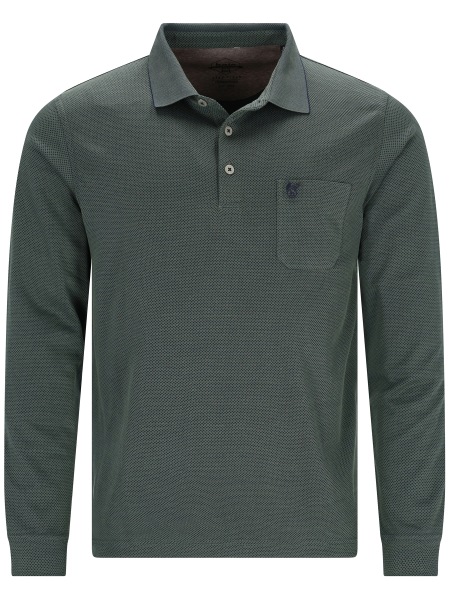Hajo Poloshirt - Regular Fit - Langarm - Softknit - grün