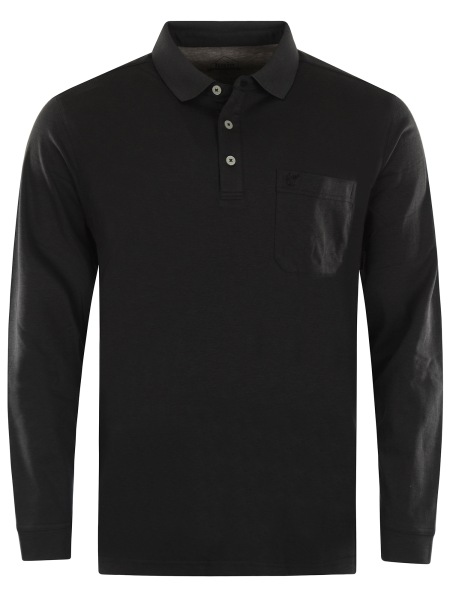 Hajo Poloshirt - Regular Fit - Langarm - Softknit - schwarz