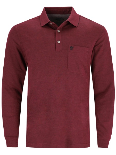 Hajo Poloshirt - Regular Fit - Langarm - Softknit - weinrot