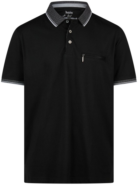 Hajo Poloshirt - Regular Fit - mit Kontrastdetails - schwarz