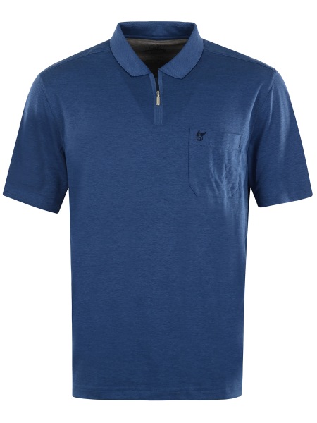 Hajo Poloshirt - Regular Fit - Softknit - Reissverschluss - blau - ohne OVP