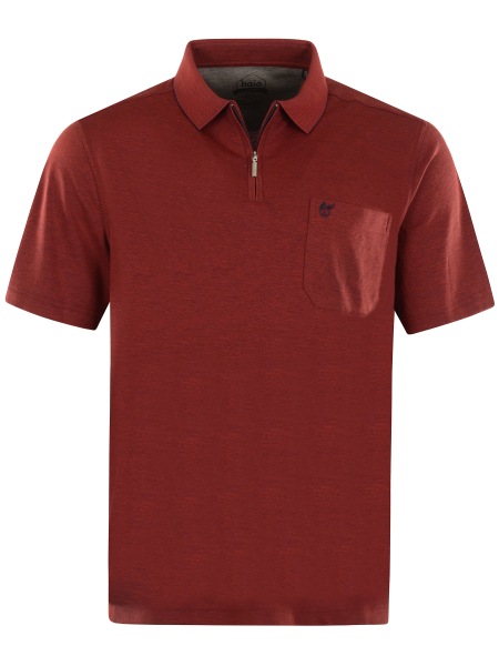 Hajo Poloshirt - Regular Fit - Softknit - Reissverschluss - dunkelrot