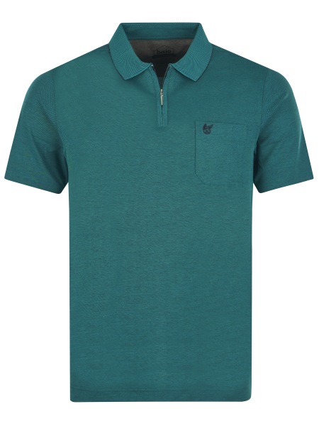 Hajo Poloshirt - Regular Fit - Softknit - Reissverschluss - petrol