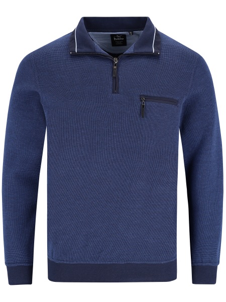 Hajo Sweatshirt - Regular Fit - Troyerkragen mit Reissverschluss - blau