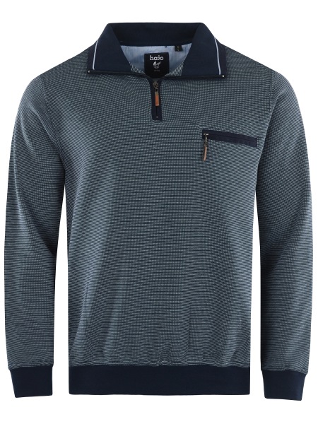 Hajo Sweatshirt - Regular Fit - Troyerkragen mit Reissverschluss - dunkelblau