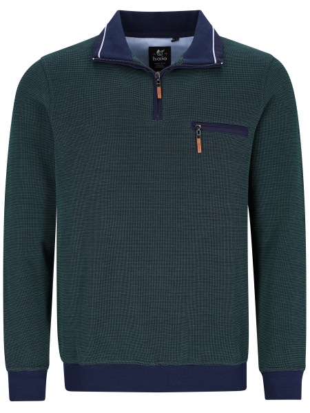 Hajo Sweatshirt - Regular Fit - Troyerkragen mit Reissverschluss - grün