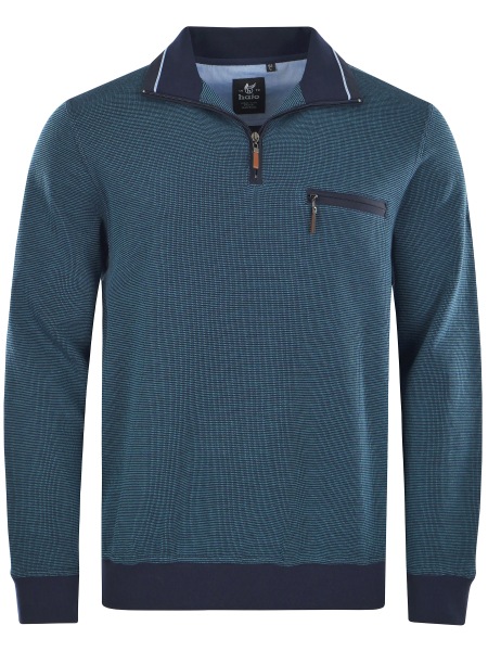 Hajo Sweatshirt - Regular Fit - Troyerkragen mit Reissverschluss - petrol