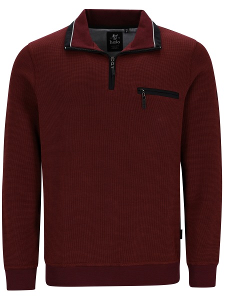 Hajo Sweatshirt - Regular Fit - Troyerkragen mit Reissverschluss - rot