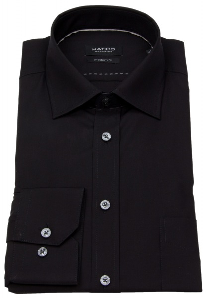 Hatico Hemd - Modern Fit - Kentkragen - schwarz