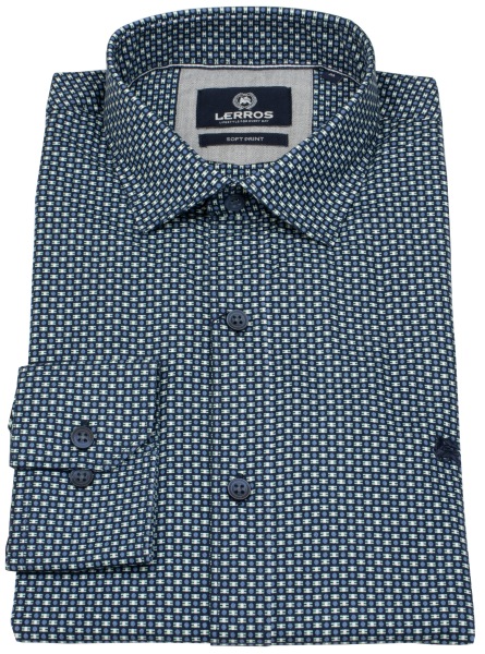 Lerros Hemd - Regular Fit - Haikragen - feines Muster - blau - ohne OVP