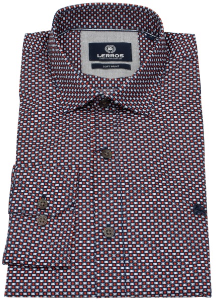 Lerros Hemd - Regular Fit - Haikragen - feines Muster - rot - ohne OVP