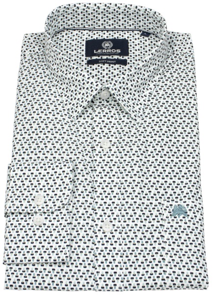 Lerros Shirt - Regular Fit - Kent Collar - Fine Pattern - Blue / Turquoise