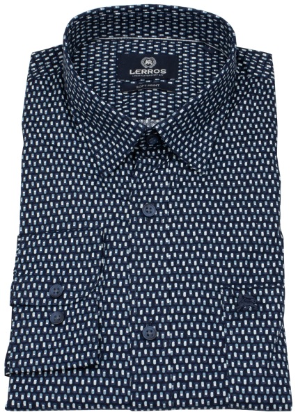 Lerros Shirt - Regular Fit - Kent Collar - Fine Pattern - Dark Blue