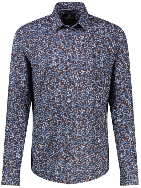 Lerros Hemd - Regular Fit - Kentkragen - florales Muster - blau / rot