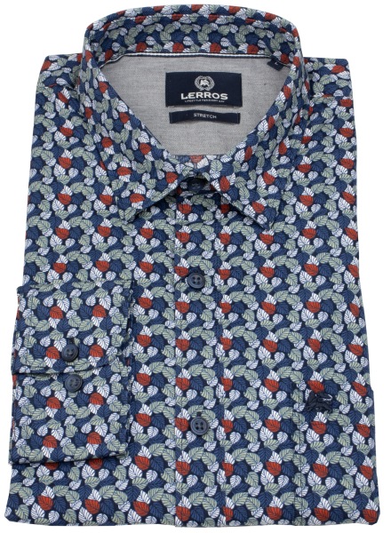 Lerros Hemd - Regular Fit - Under Button Down - Blätter Muster - mehrfarbig