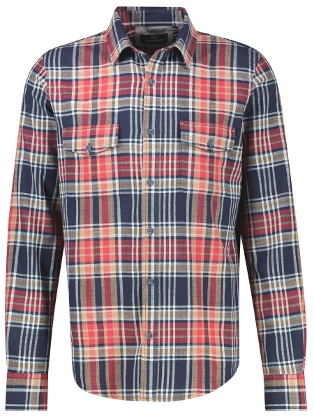 Lerros Karohemd - Regular Fit - Button Down Kragen - rot / blau
