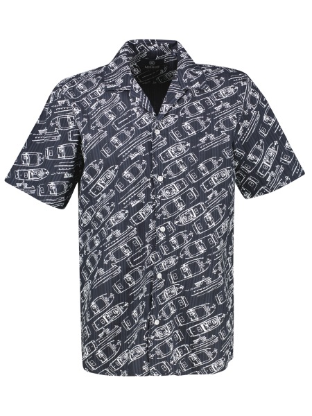 Lerros Kurzarmhemd - Regular Fit - Boote Print - dunkelblau