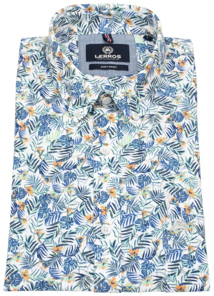 Lerros Kurzarmhemd - Regular Fit - Button Down - floraler Print - mehrfarbig - ohne OVP