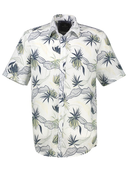 Lerros Kurzarmhemd - Regular Fit - floraler Print - gedecktes weiß