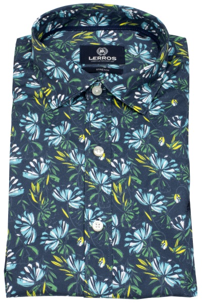 Lerros Kurzarmhemd - Regular Fit - Haifischkragen - florales Muster - mehrfarbig - ohne OVP