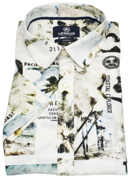 Lerros Kurzarmhemd - Regular Fit - Hawaii Print - mehrfarbig