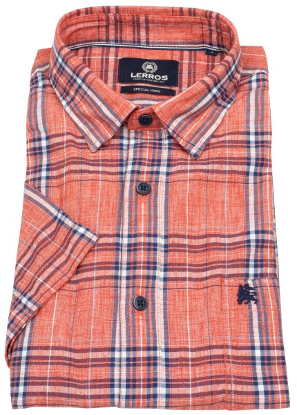 Lerros Kurzarmhemd - Regular Fit - kariert - rot