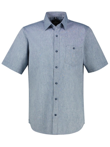 Lerros Kurzarmhemd - Regular Fit - Leinenmix - blau