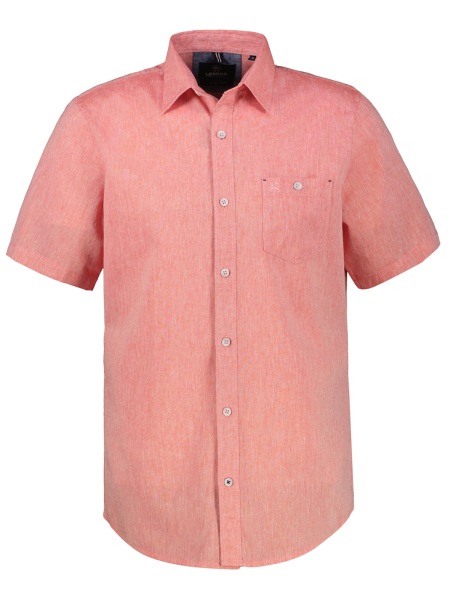 Lerros Kurzarmhemd - Regular Fit - Leinenmix - rot