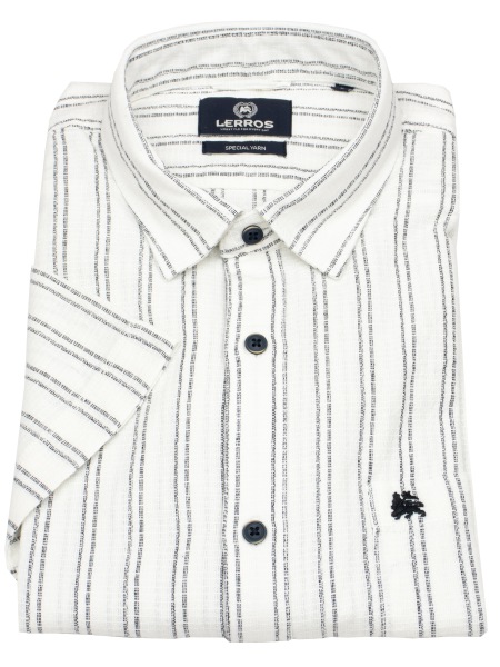 Lerros Kurzarmhemd - Regular Fit - Streifen - dunkelblau / weiß