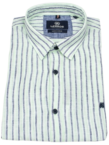 Lerros Kurzarmhemd - Regular Fit - Under Button Down - Streifen - grün / blau - ohne OVP - 2562442 616 