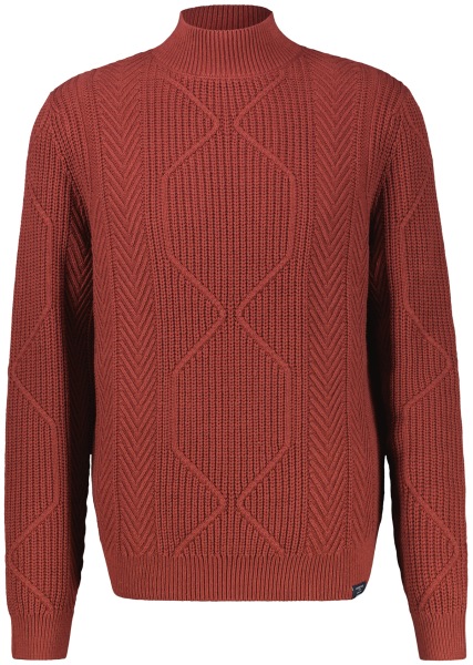 Lerros Pullover - Regular Fit - Rollkragen - Zopfmuster - rot